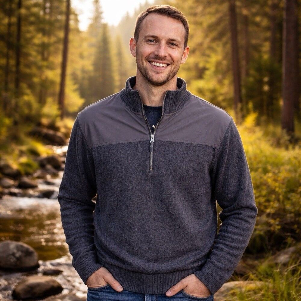 REI Co-op 1/4 Zip Sweater Mens Small Wool Blend Elbow Patches Gorpcore Preppy